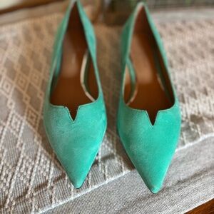LINEA PAOLO Presta Pointed Toe Flat In Aqua Suede Women’s Size 5 1/2
